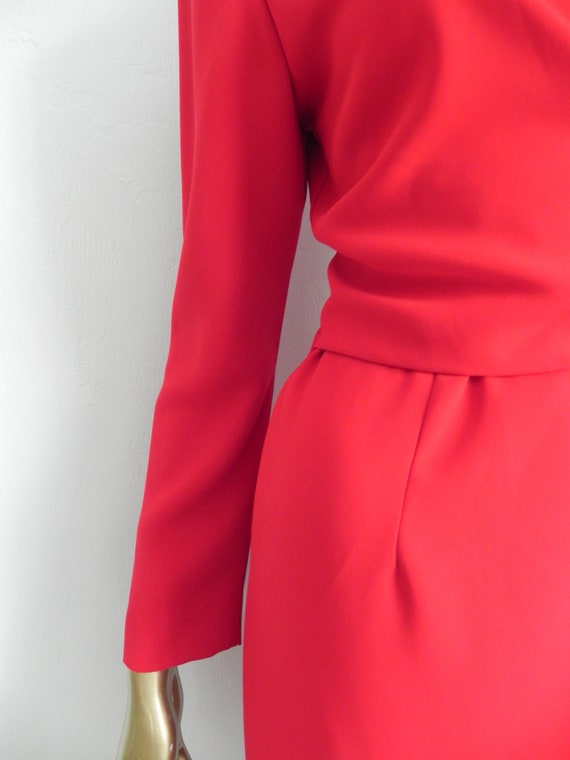vintage red wrap dress \ fire engine red wow! \ o… - image 7