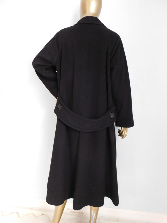vintage black heavy overcoat \ long wool coat \ d… - image 3