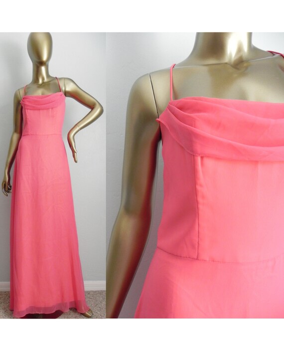 vintage pink chiffon draped gown \ coral sheath dr