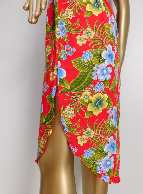 vintage red tropical floral skirt \ handkerchief … - image 6