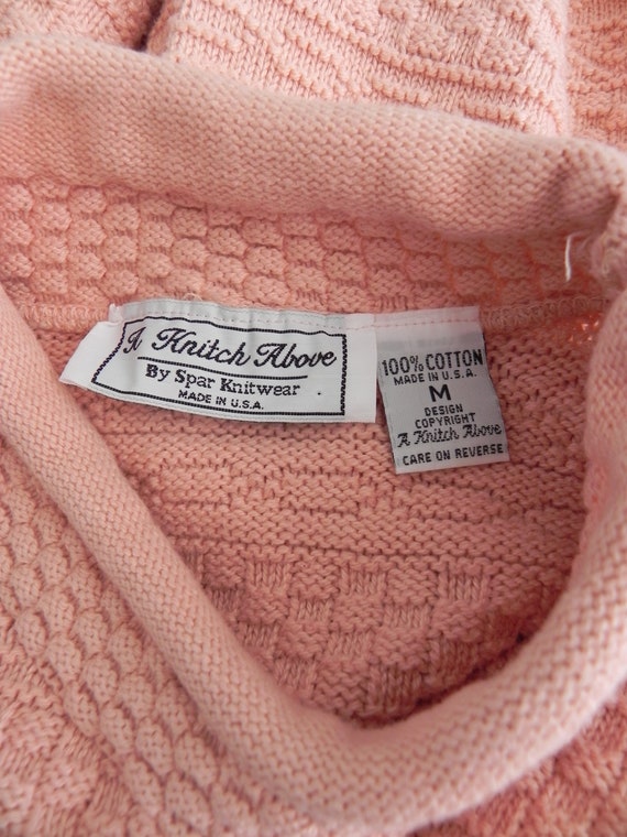 vintage salmon pink ribbed sweater \ peach knit p… - image 6