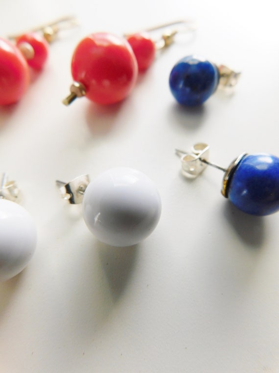 Vintage Red White & Blue earrings trio \ fun grou… - image 7