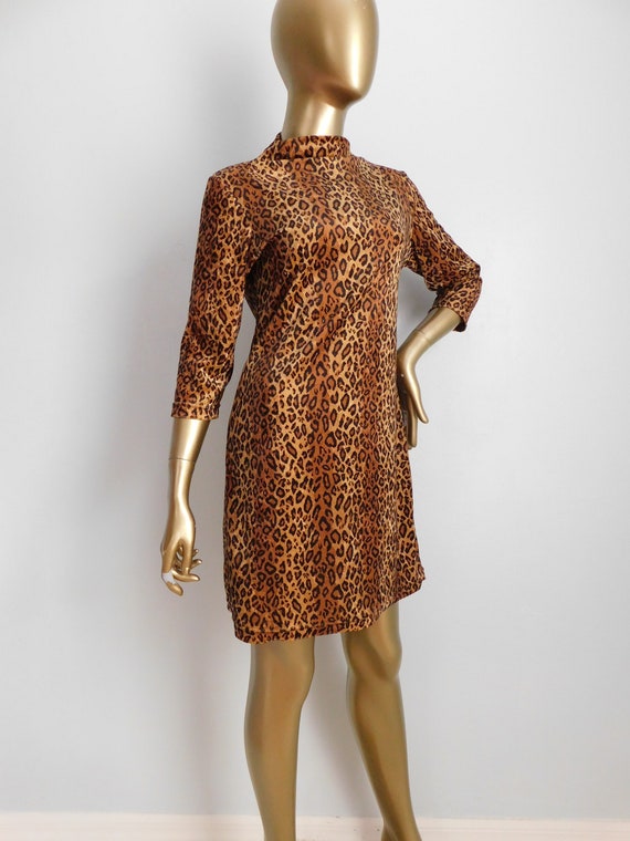 vintage cheetah print mini dress \ soft pullover … - image 10