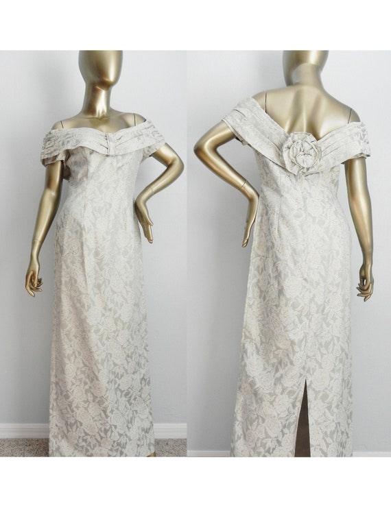 grey and gold dress