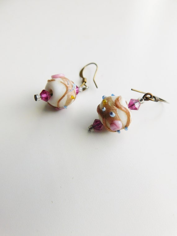 Vintage glass bead earrings \ dainty pretty littl… - image 6