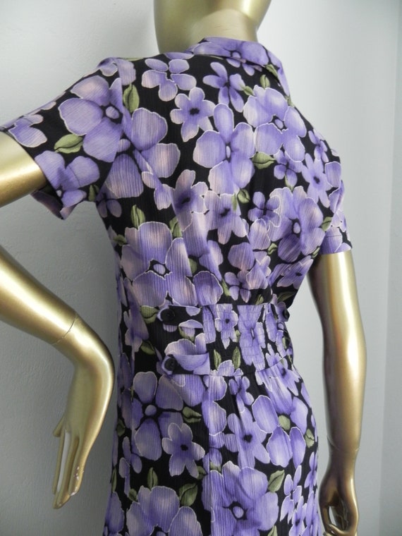 vintage purple floral duster \ fishtail top \ vib… - image 6