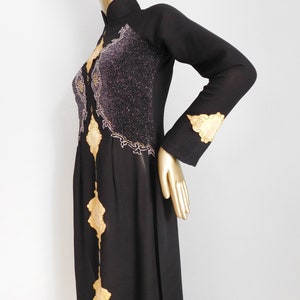 vintage sheer black cheongsam \ Asian style tunic \ sparkling evening tunic