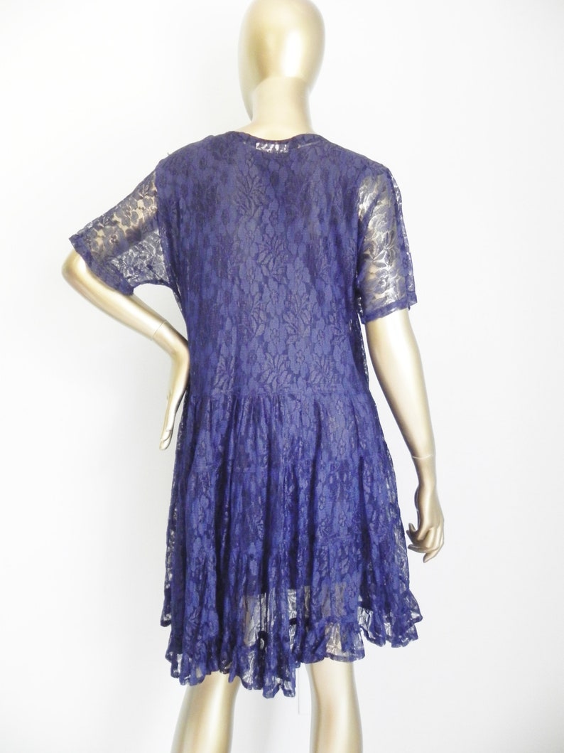 vintage blue lace layered babydoll dress mini dress loose blue frock image 6