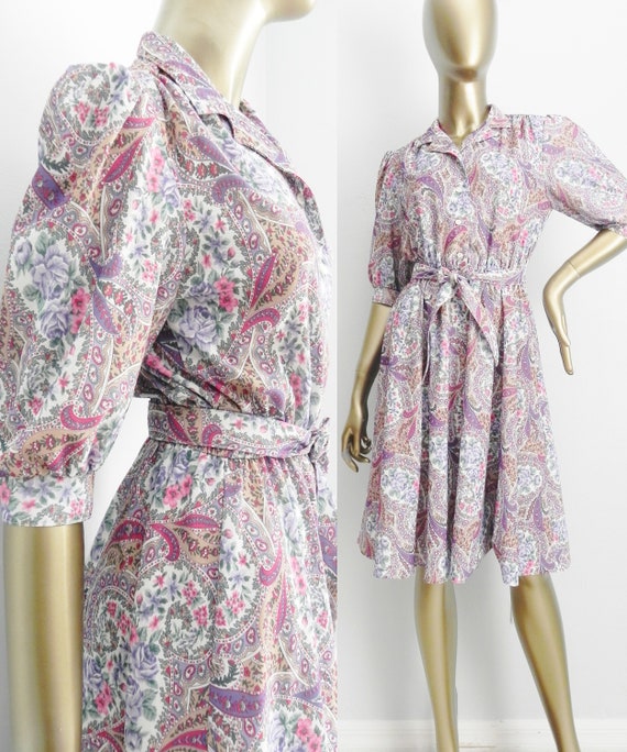 vintage floral shirtdress \ violet paisley and ros