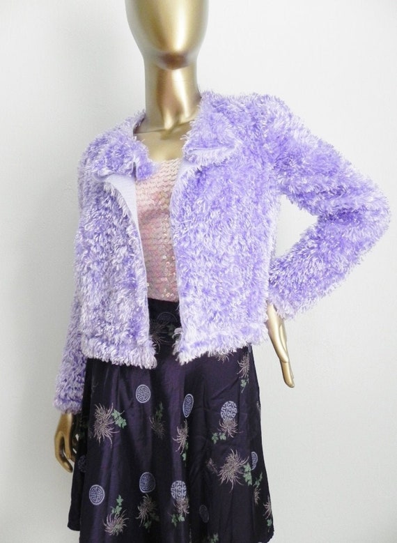 violet thoughts ~ purple plush open front sweater
