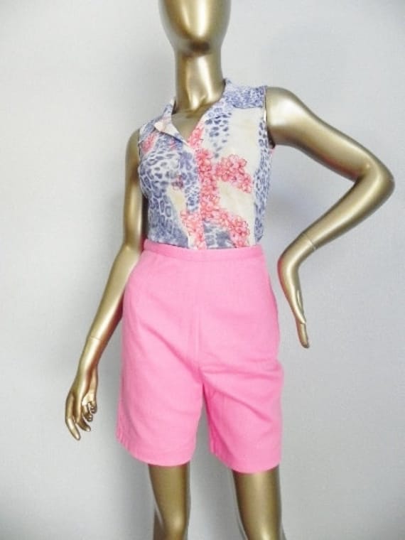 vintage pink high rise shorts \ knit shorts \ pin