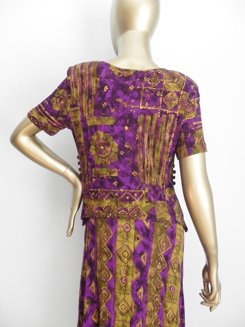 hot geometry ~ purple /& green abstract dress set