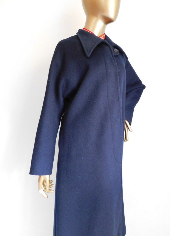 vintage navy blue wool overcoat \ man's winter ov… - image 9