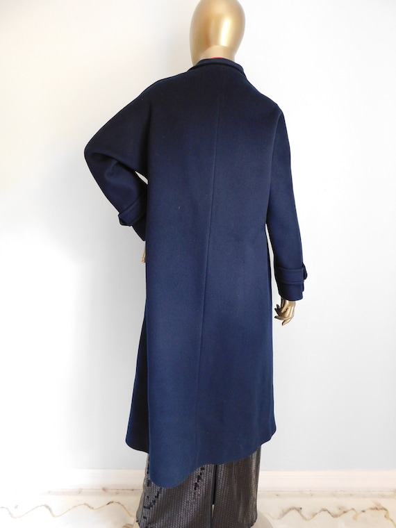 vintage navy blue wool overcoat \ man's winter ov… - image 3