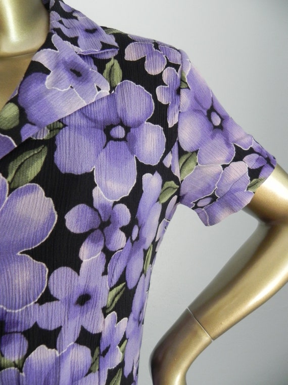 vintage purple floral duster \ fishtail top \ vib… - image 5
