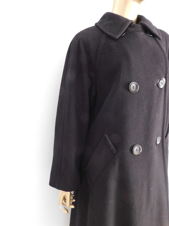 vintage black heavy overcoat \ long wool coat \ d… - image 10