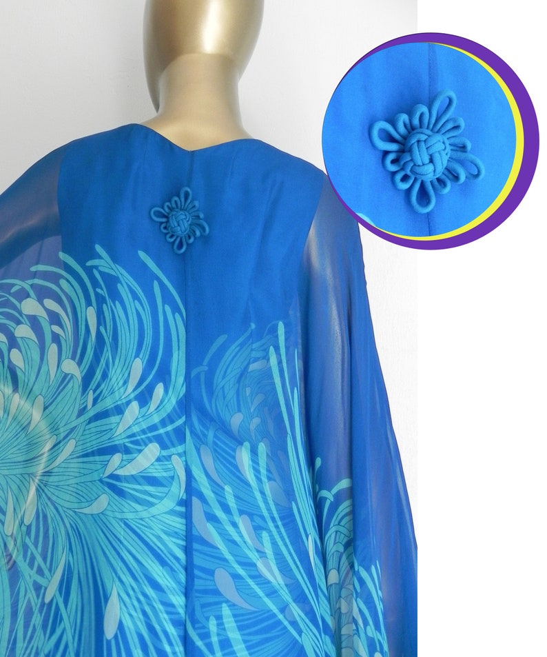 vintage Hanae Mori silk sheath dress chiffon cape gown designer artifact image 3