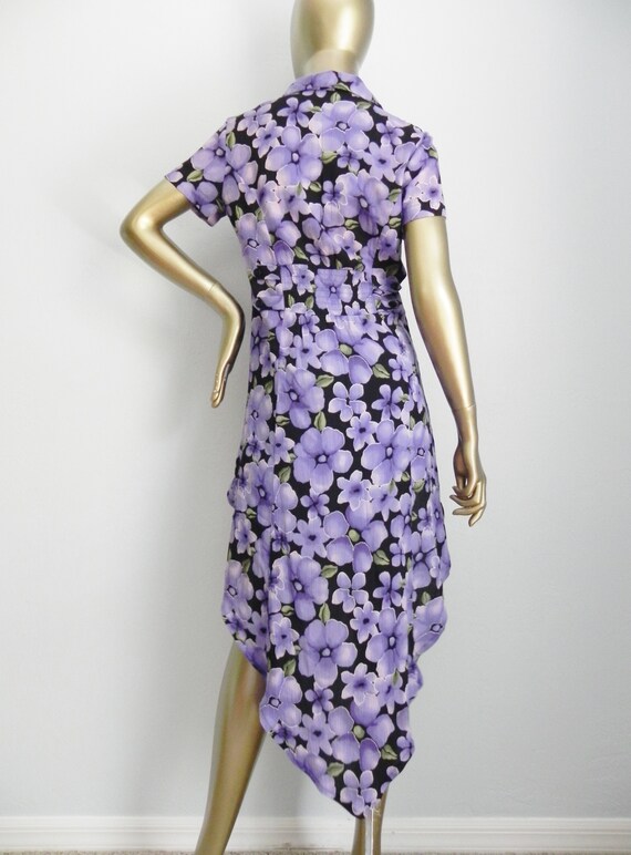 vintage purple floral duster \ fishtail top \ vib… - image 3