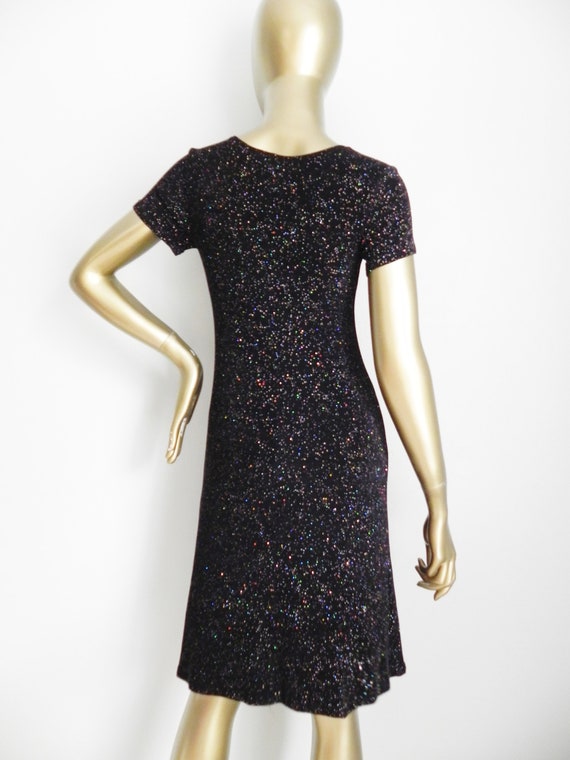 vintage black sparkling stretch dress \ rainbow g… - image 5