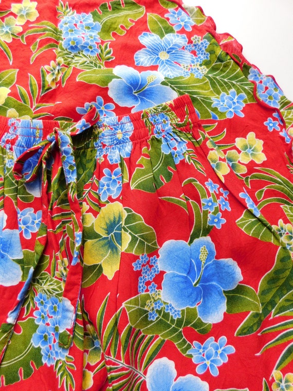 vintage red tropical floral skirt \ handkerchief … - image 8