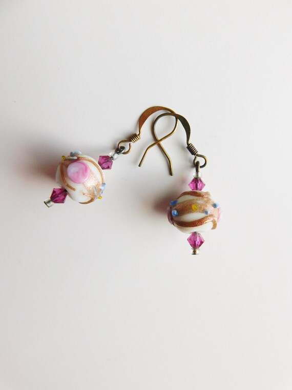 Vintage glass bead earrings \ dainty pretty littl… - image 3