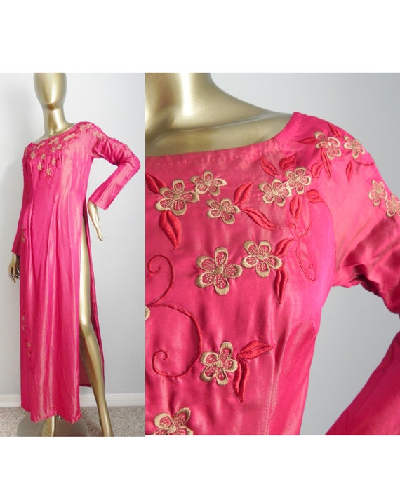 vintage iridescent pink tunic \ vintage handmade … - image 1