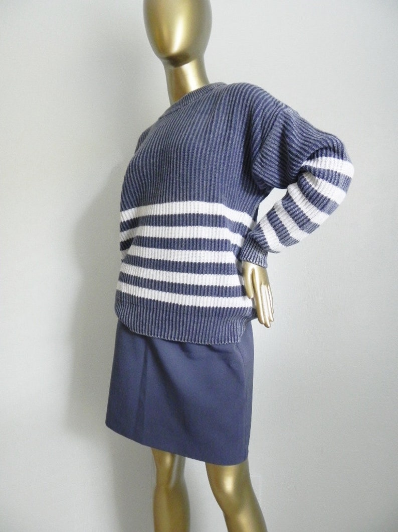 baggy lady ~ blue /& white striped sweater