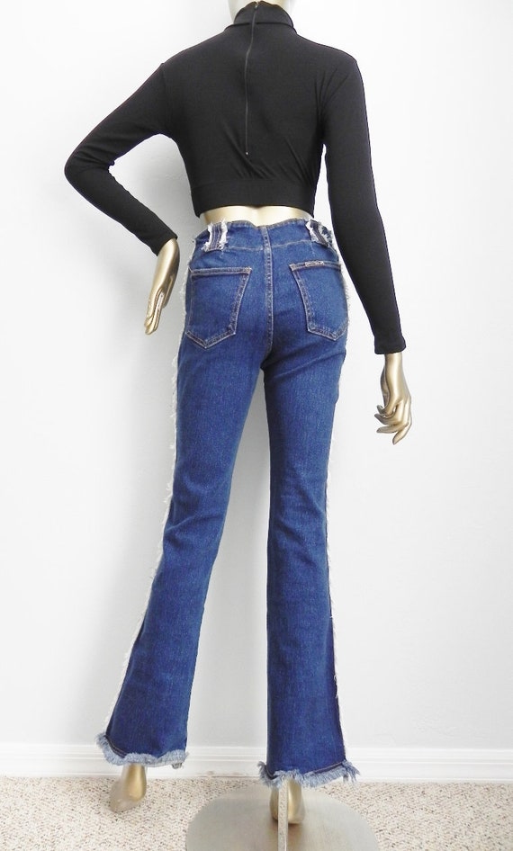 vintage flared leg jeans \ button fly jeans \ fra… - image 3