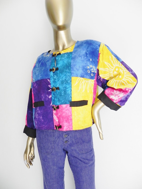 vintage colorful patchwork jacket \ lightweight j… - image 10