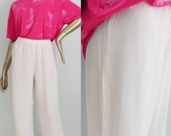 vintage pastel pink pants \ relaxed fit high rise \ casual lounge pants