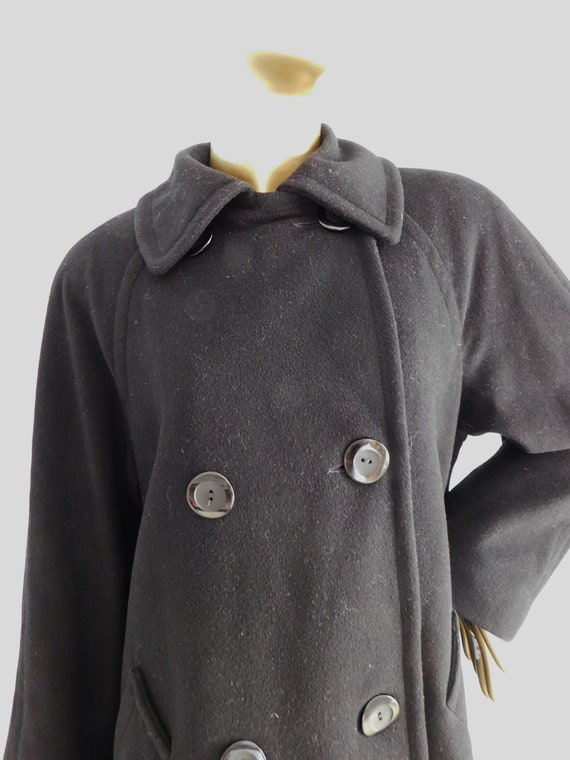 vintage black heavy overcoat \ long wool coat \ d… - image 8