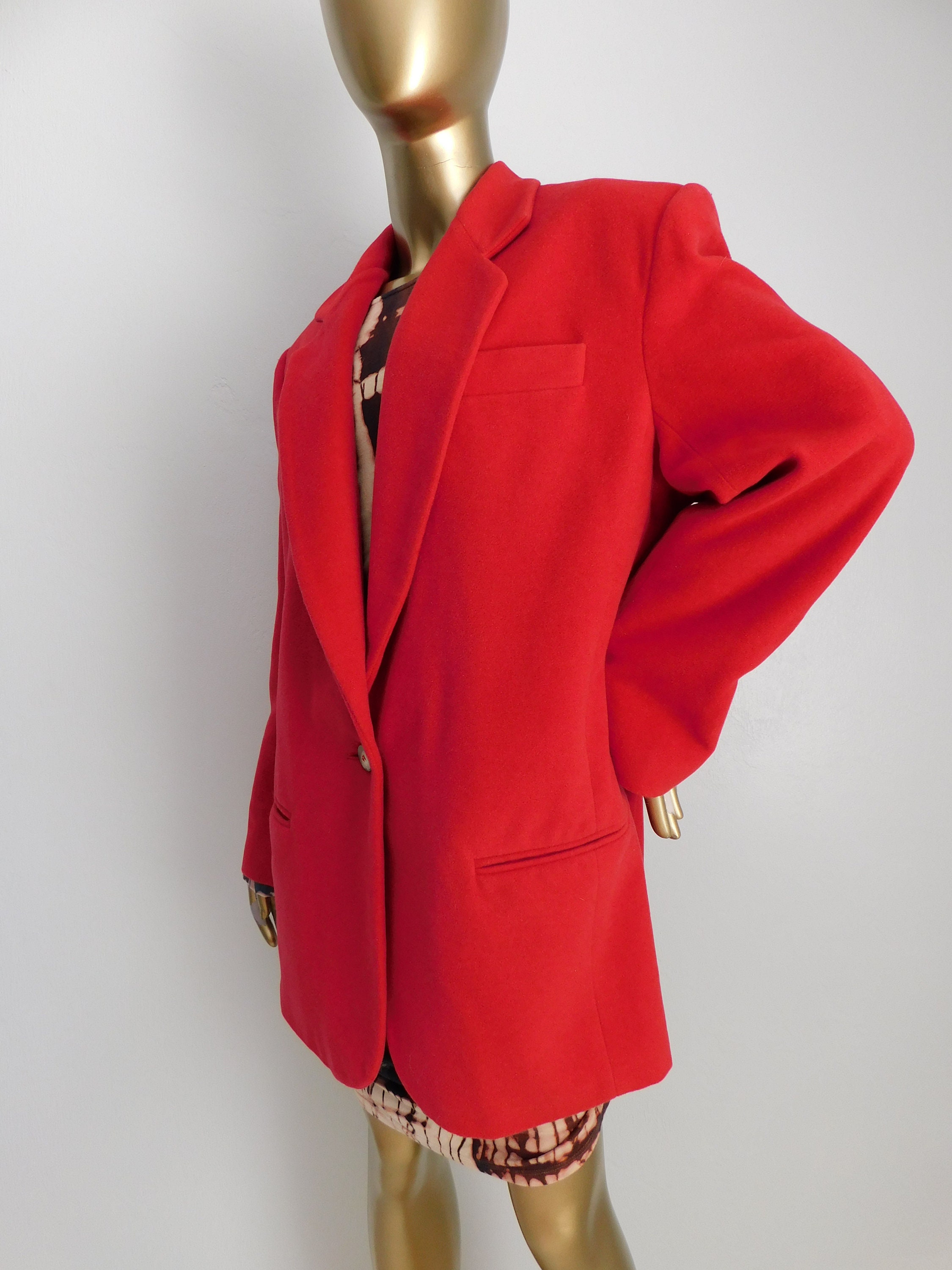 Vintage Super Duper Red Wool Blazer  Oversized Jacket  the