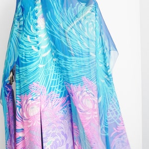 vintage Hanae Mori silk sheath dress chiffon cape gown designer artifact image 4