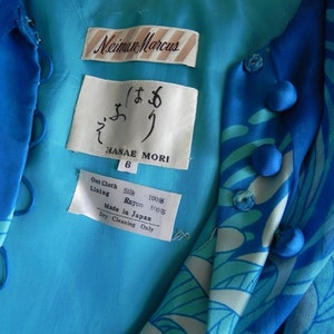 vintage Hanae Mori silk sheath dress chiffon cape gown designer artifact image 6
