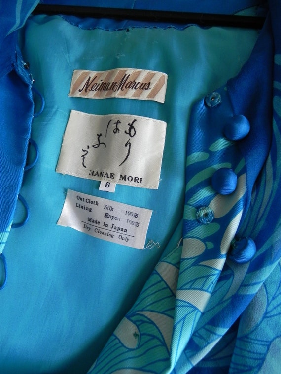 vintage Hanae Mori silk sheath dress \ chiffon ca… - image 6