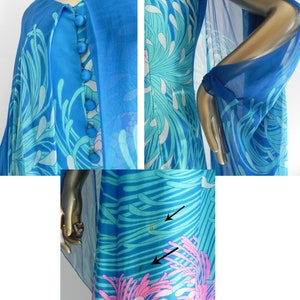 vintage Hanae Mori silk sheath dress chiffon cape gown designer artifact image 9