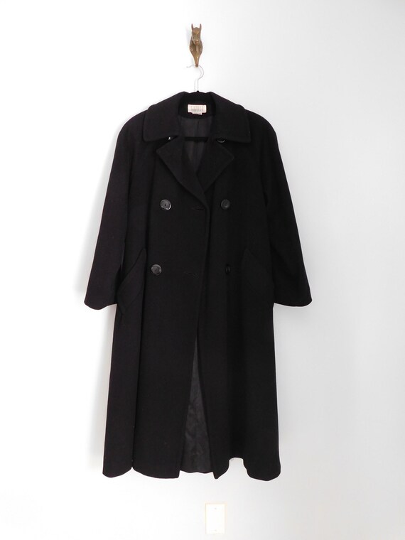 vintage black heavy overcoat \ long wool coat \ d… - image 4