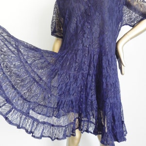 vintage blue lace layered babydoll dress mini dress loose blue frock image 5