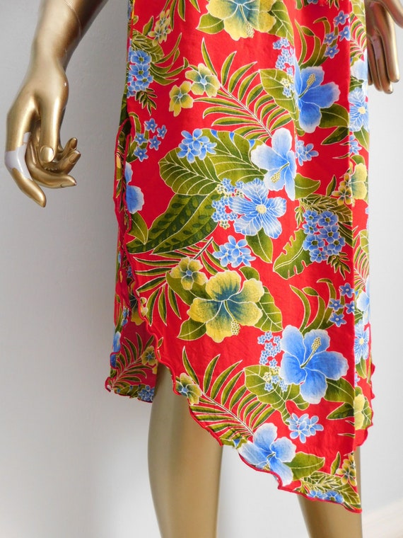 vintage red tropical floral skirt \ handkerchief … - image 5