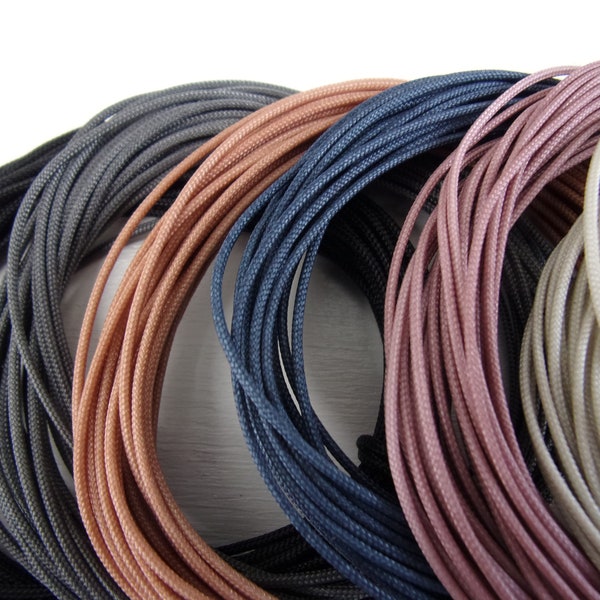 1.2mm GLOSSY BRAIDED NYLON Cord Black Blue Ivory Rosewood Grey Tan Copper high quality tight braid for necklace shamballa macrame