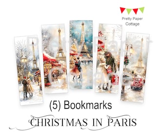 Christmas in Paris Bookmarks:  Eiffel Tower, (5) Size 2 x 6 in., Shipped
