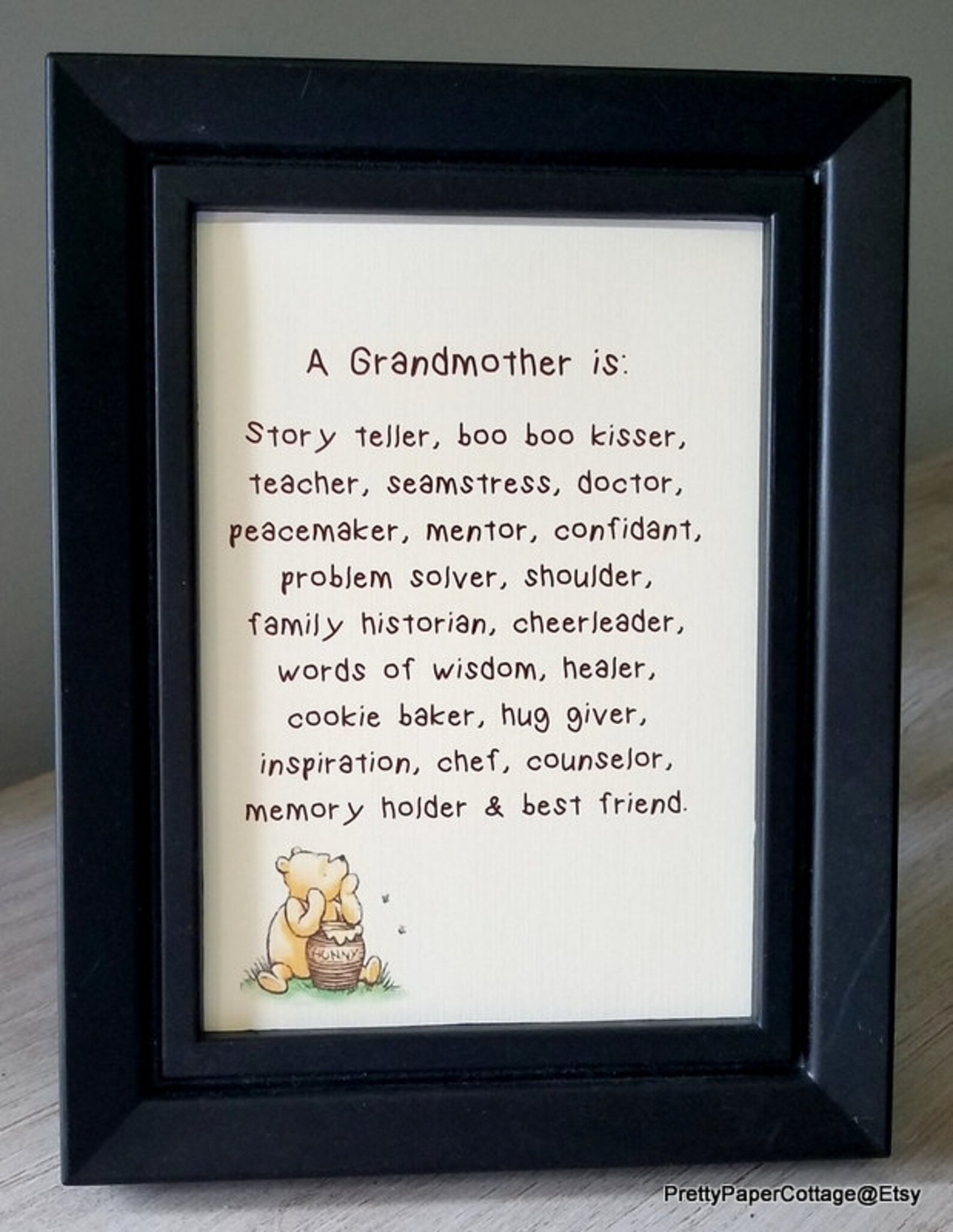 Winnie the Pooh Grandmother Poem 5x7 Print for Framing - Etsy