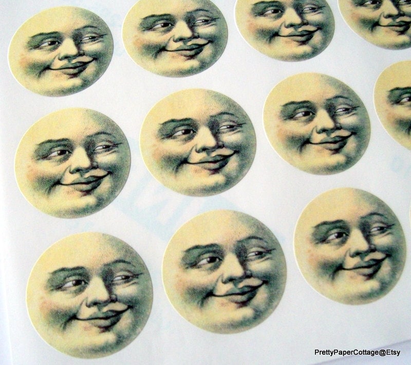 Man in the Moon, Stickers, Moon Face, Sticker Sheet, (30) Peel off ...
