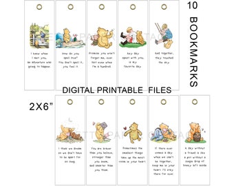 Marcapáginas de personajes de Winnie the Pooh: Recuerdos para fiestas, (10), 2 x 6 pulgadas, Digital