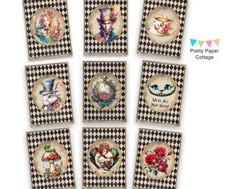 Alice in Wonderland Characters: Victorian Style, Party Favors, (Set of 9)