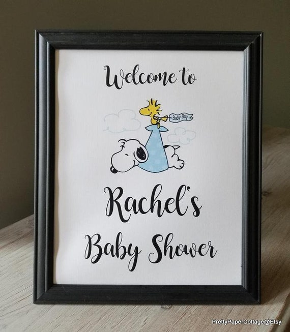 Snoopy Baby Shower Welcome Sign 8x10 Snoopy Woodstock Etsy