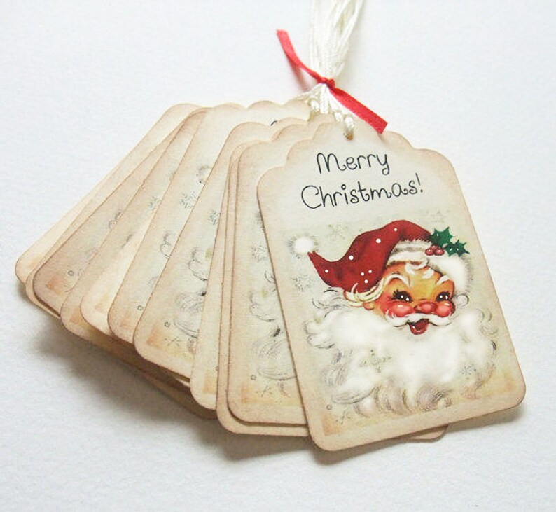 Santa Claus Tags Gift Tags Vintage Christmas Retro Etsy
