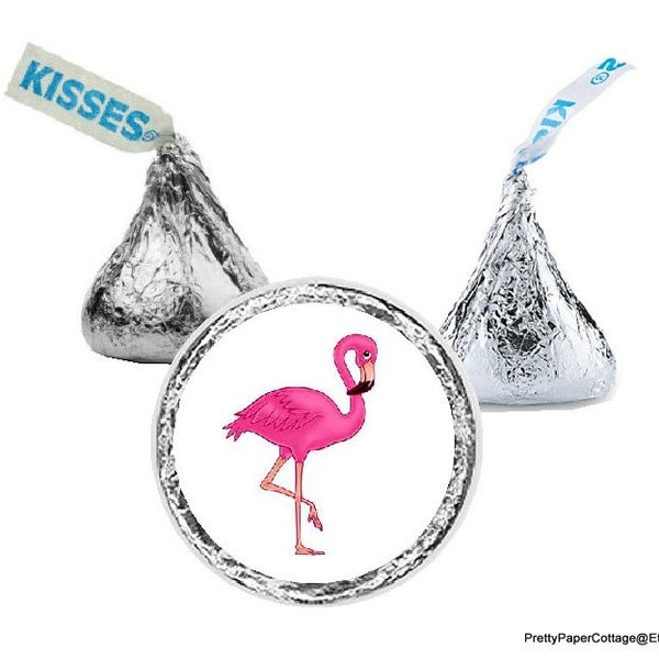 Pink Flamingo Stickers, Hershey Kiss Stickers, Tropical Theme, Candy Stickers, Favors, Small, Letter Stickers, Envelope Seals, 108 Stickers