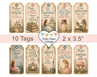 Fairytale Tags: Printable Party Favors, Gifts, Crafts, (10) 2 x 3.5"