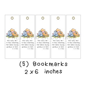 PRINTABLE, Winnie, Eeyore & Piglet, How Lucky Am I, Zitat, Lesezeichen, Studenten Geschenk, Ruhestand Gefälligkeiten, (5) 2x6", Digital Download, jpg, pdf